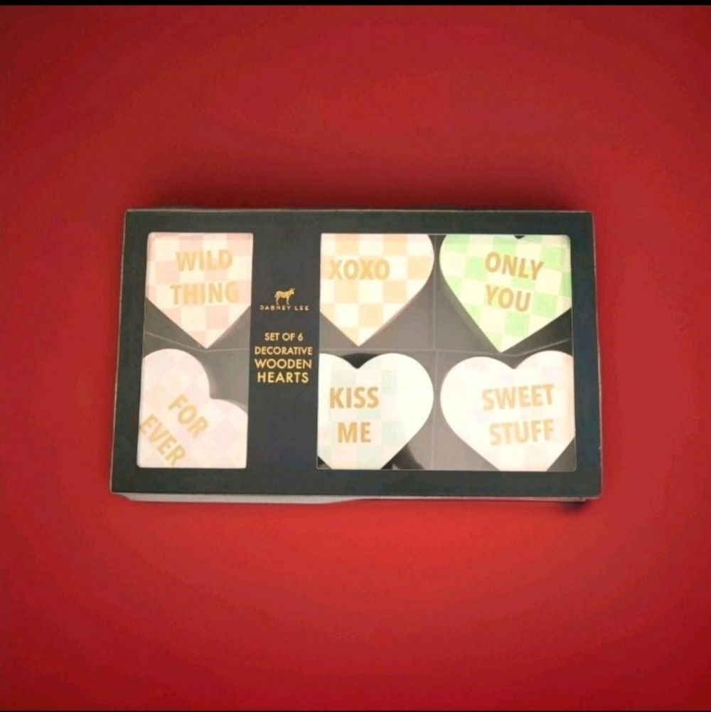 Dabney Lee Wooden Conversation Hearts Valentines Day Heart Love Decorative Decor
